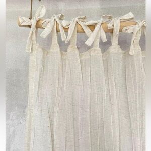 Brand New Japanese Folk Crumpled Linen Tie Curtains.